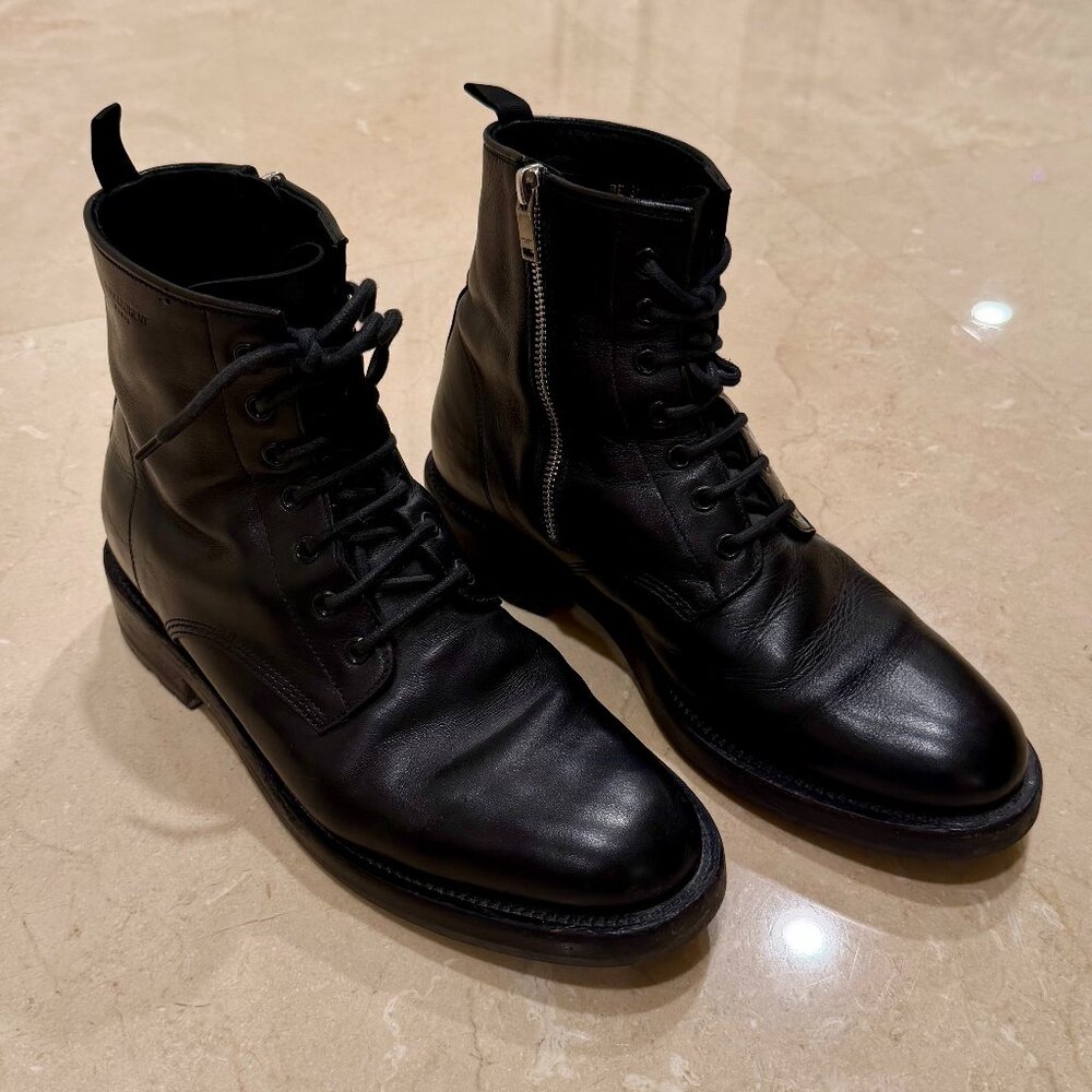 Saint Laurent Mens Leather Combat Boots, SZ 9